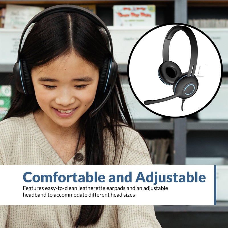 Cyber Acoustics سماعة ستيريو 3.5 مم من سايبر أكوستيكس (AC-5002) - متينة، واضحة، وصوت نقي للتواصل في الفصول الدراسية وفي المنزل - Image 3